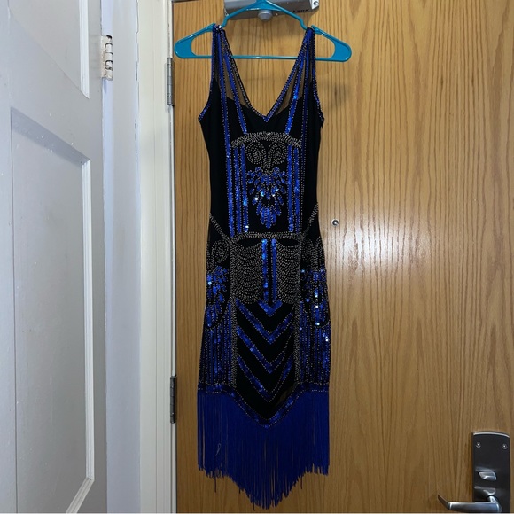 Blue and black flapper dress - Picture 2 of 3